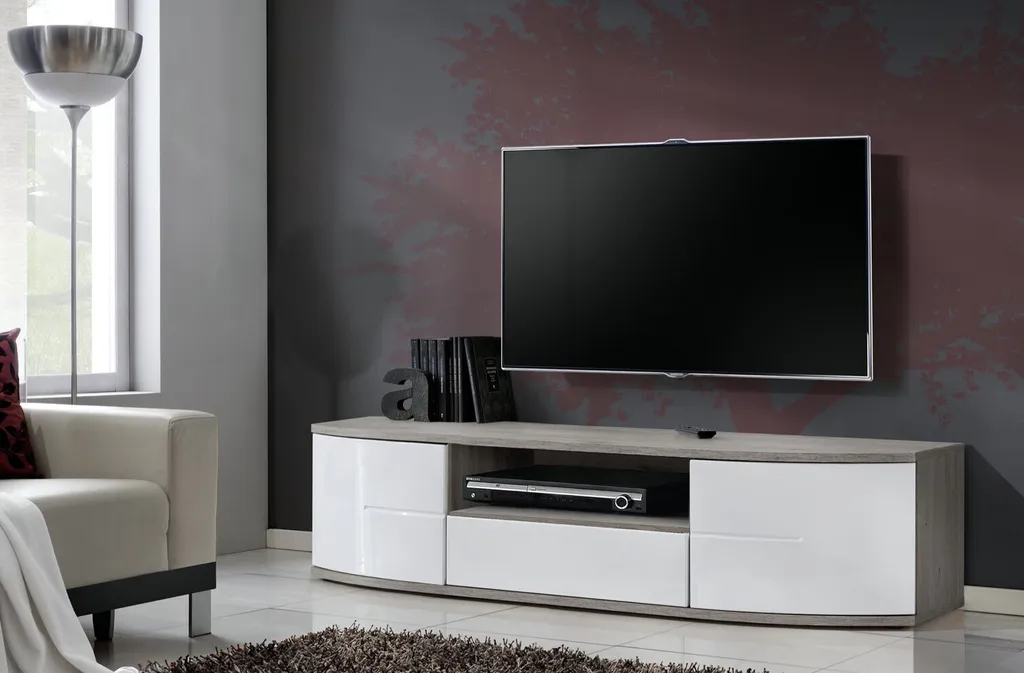 Meuble TV OLHA 1 chêne san remo et blanc au design scandinave épuré