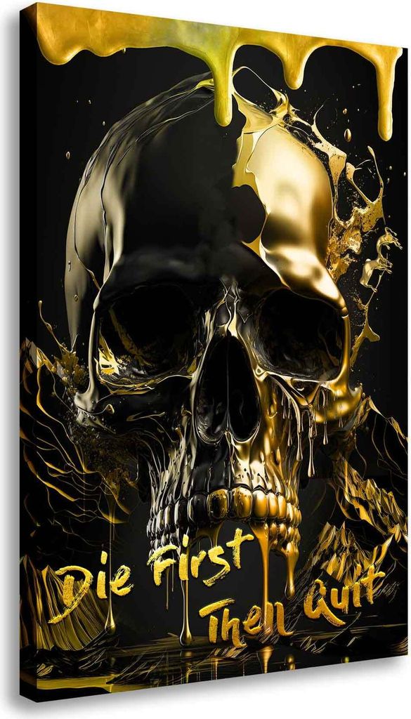 Wandbild Leinwandbild Totenkopf Die First Kunstdruck XXL Wanddeko: 80x120x2cm