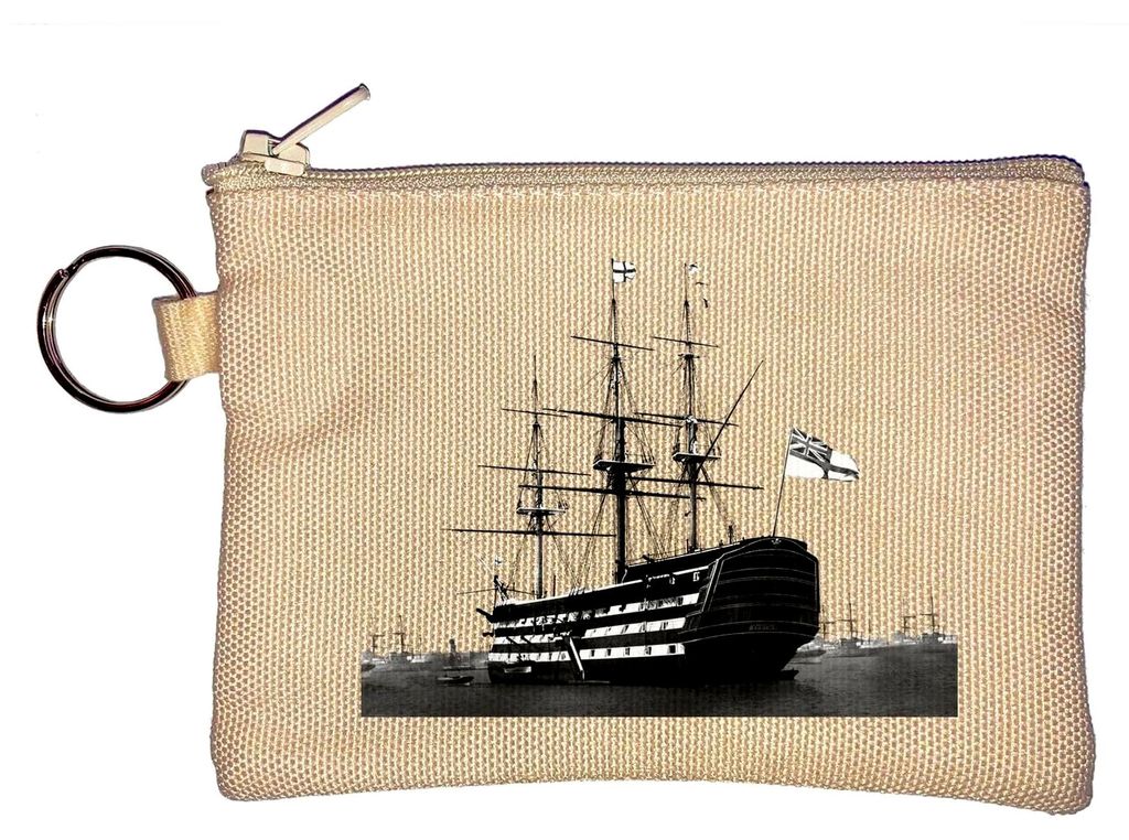 Schlüsselanhänger Münzbörse Imperial Segelschiff Victory Beige