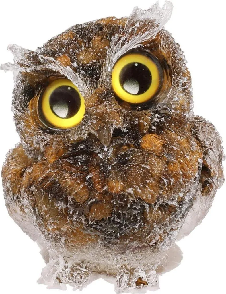 Statue Chouette 6cm en Pierre Oeil de Tigre Marron et Résine de Qualité