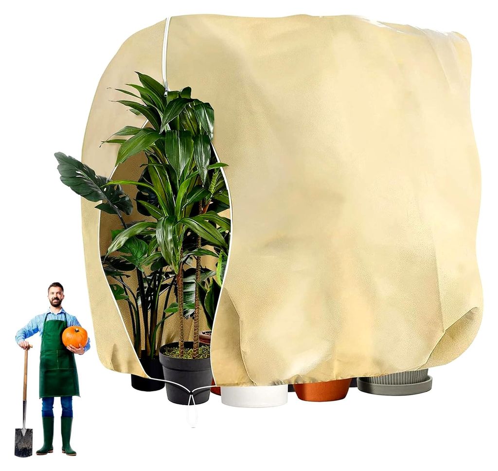 Winterschutz für Pflanzen 250x360cm Frostschutz Pflanzenabdeckung Atmungsaktiv mit Reißverschluss, Kordelzug und Befestigungsclips, Wiederverwend...