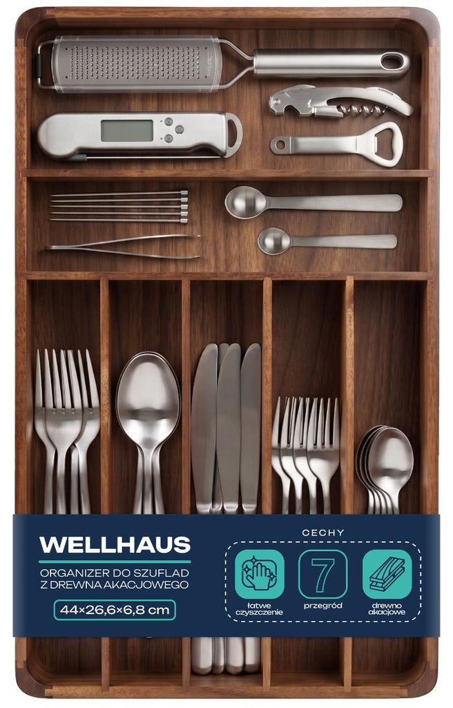 WELLHAUS Besteckeinsatz Akazienholz 44x26 6 cm Produktbild 