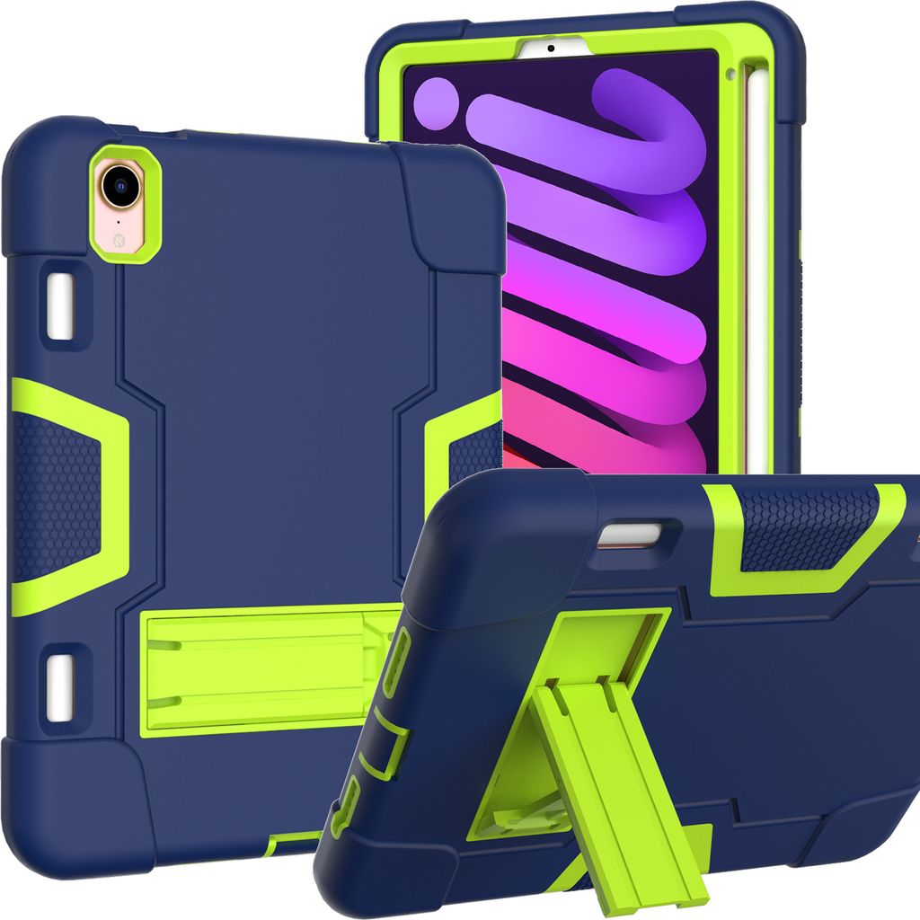 Hülle für iPad Mini 6th Gen 8,3 Zoll Hybrid Dreilagige Robust Stoßfest Schwerlast Schutzhülle mit Ständer Grün
