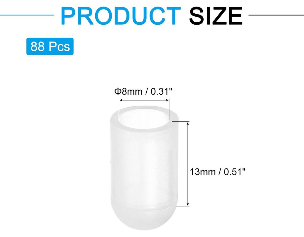 88 Stš¹ck Silikon Endkappen, 8mm (5/16") ID 13mm (1/2") H?he Runde Schutzkappen Flexible Gummipfropfen Abdeckkappen fš¹r Schrauben Metallst?be ...