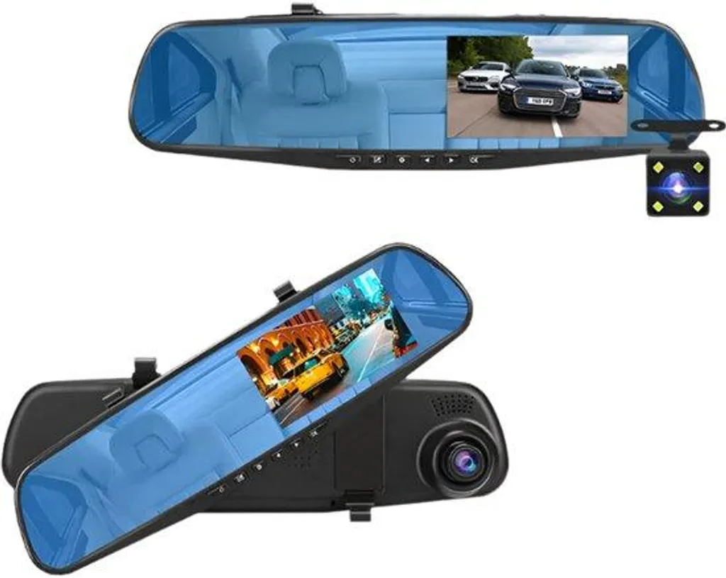 Dashcam voiture 1080p avec écran 4,3 pouces et détecteur mouvement