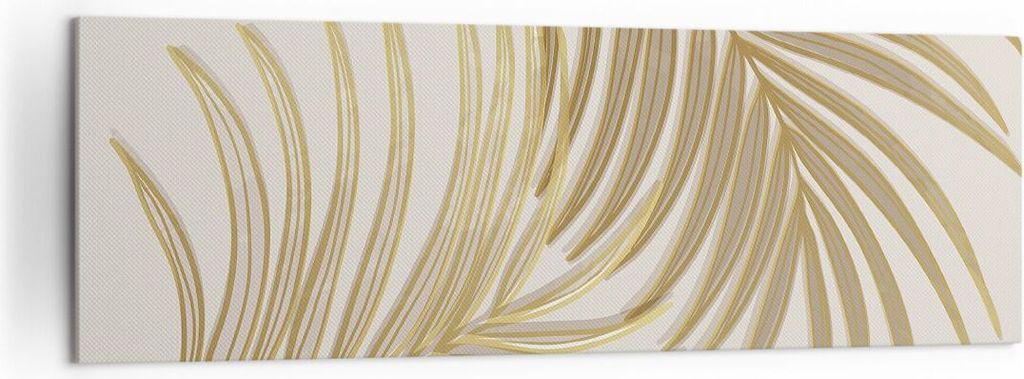 Bild auf Leinwand - Leinwandbild - Einteilig - Golden Blätter Palmen - 160x50cm - Wand Bild - Wanddeko - Wandbilder - Leinwanddruck - Bilder - Wan...