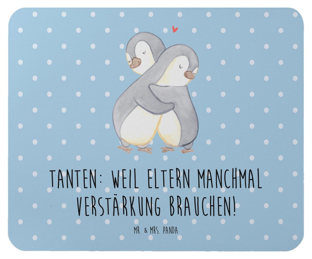 Mr. & Mrs. Panda Mauspad Liebe Tanten - Blau Pastell - Geschenk, mausteppich, Spaß, mousematte, Unterstützung, laptop, Mouse Pad, Tante, Familie,...