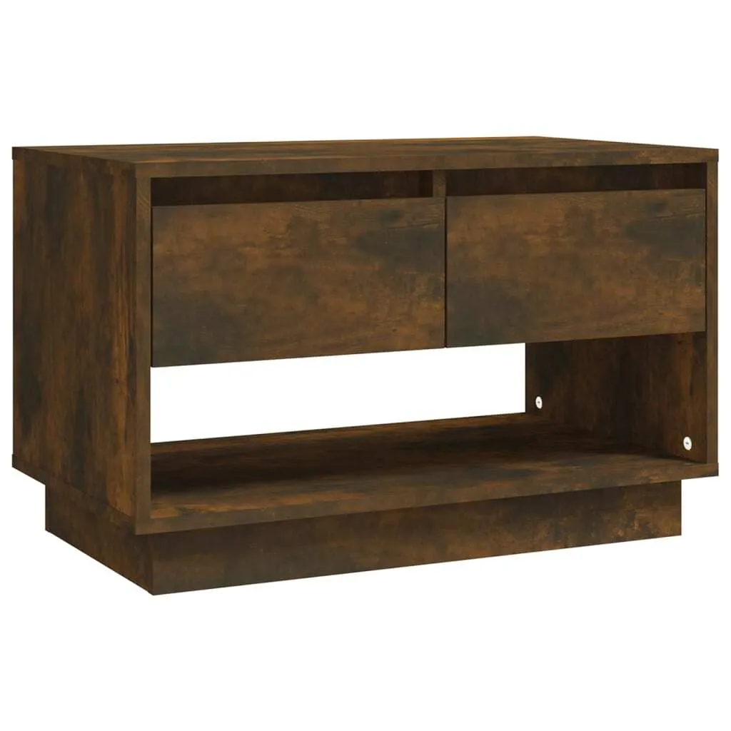 Armoire TV en bois d'ingénierie chêne fumé pour petit salon