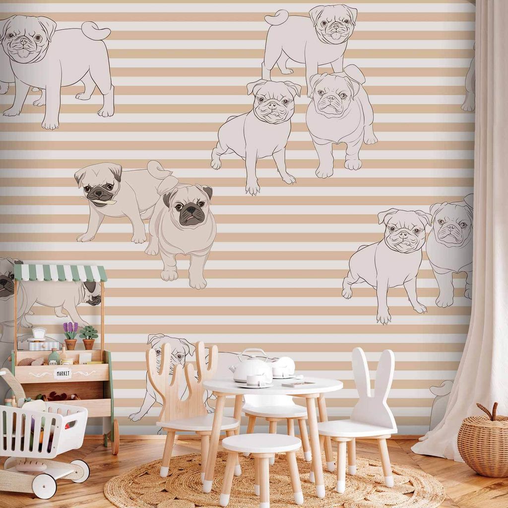Vlies Fototapete - Playful Dogs 250x175 cm Für Kinder g-C-0293-a-a