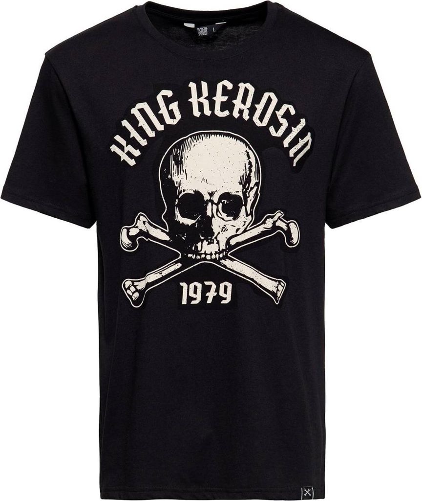 KING KEROSIN Classic T-Shirt Frontprint 1979 Schwarz M Zdjęcie produktu 