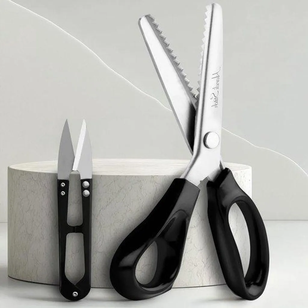 Ciseaux Cranteurs de Couture 23cm en Inox avec Poignée Noire Ergonomique