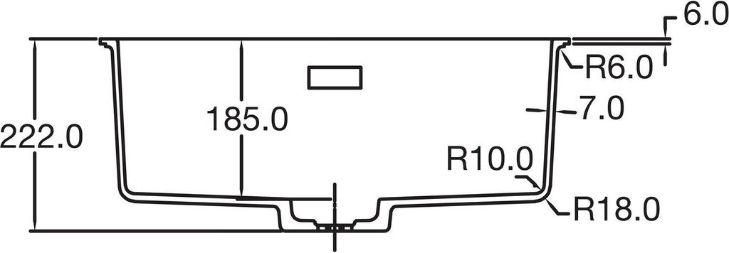 Caressi Black Line quadratisches Spülbecken für Produktbild 5