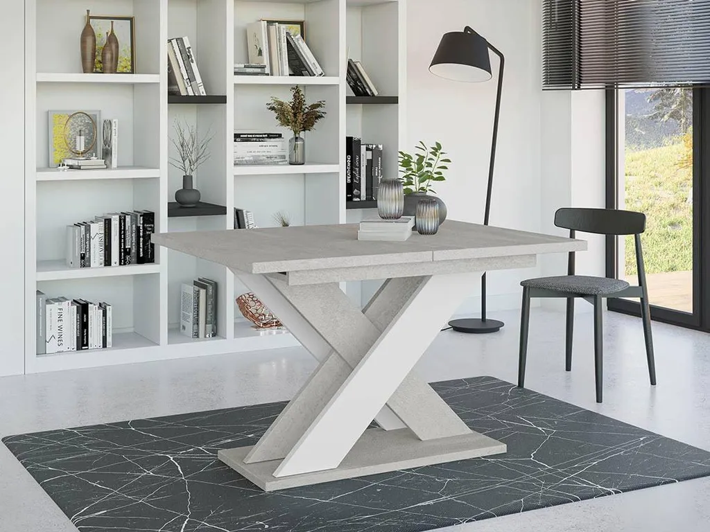Table extensible Tosca Design Bicolore Gris Blanc modulable 4-6 convives