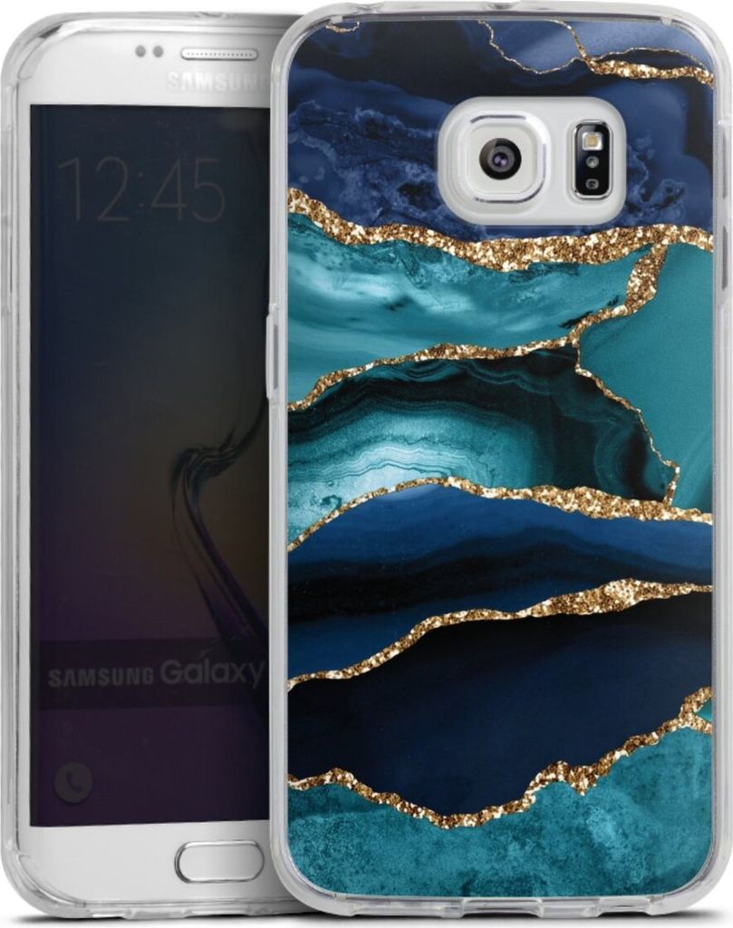 DeinDesign Handyhülle für Samsung Galaxy S6 Edge Silikon Hülle Case Smartphone Schutzhülle Glitzer Look Marmor Trends