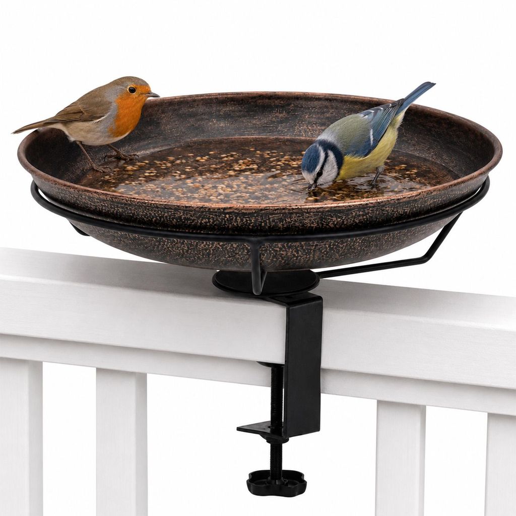 Vogeltränke für Balkon & Geländer, Metall, 12" abnehmbar, Produktbild 