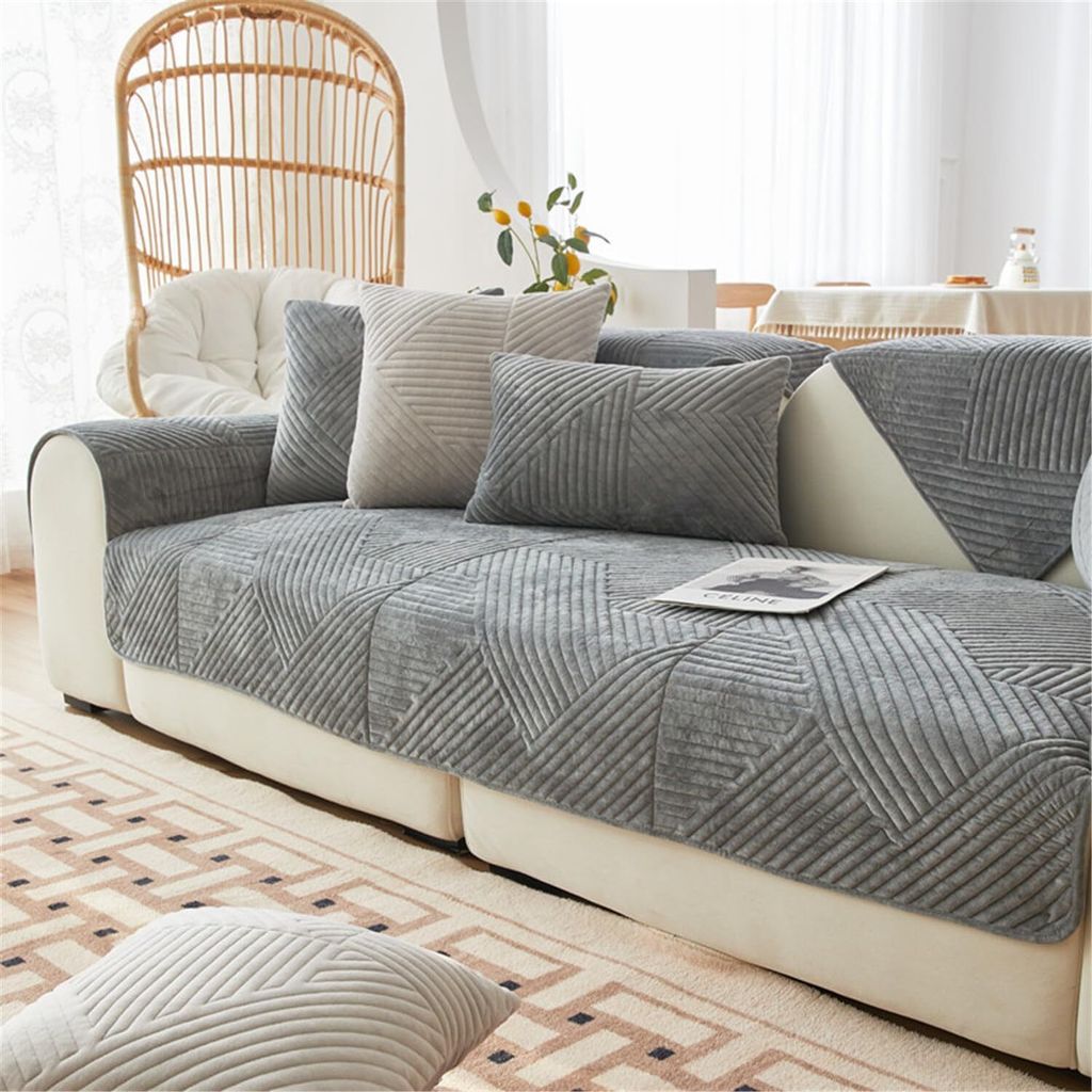 Samt Sofabezug Ecksofa L Form Sofabezug Couchbezug Sofa/Couch Überwurf Decke Eckcouch 3/2/1 Sitzer Sofaschutz Sofaüberwürfe Sofaschoner Sofabez...