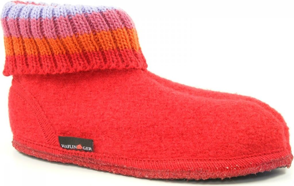 Haflinger Schuhe Damen Herren Hausschuhe Hüttenschuhe Wolle Paul 631051, Größe:42 EU, Farbe:Rot