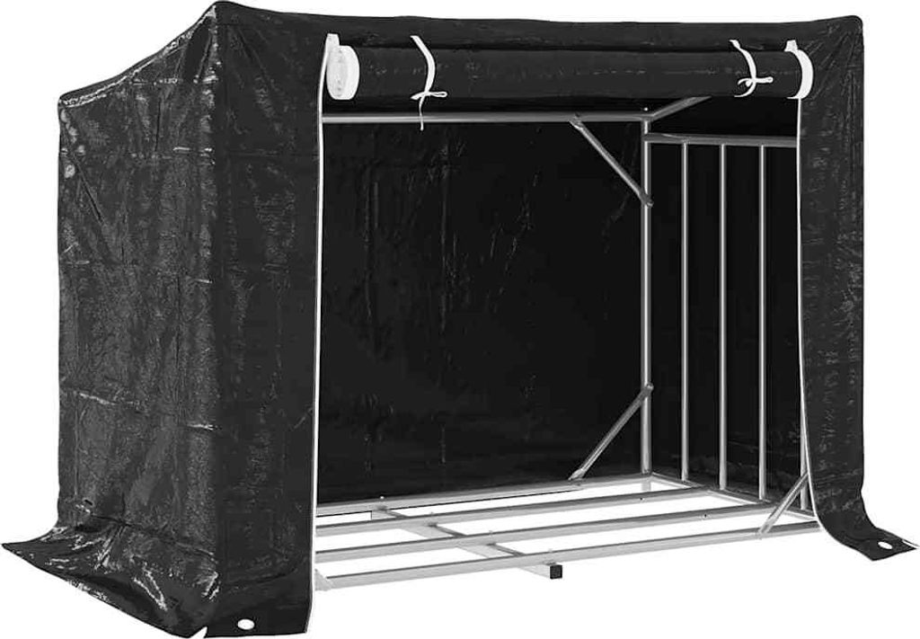 Brennholzregal mit Regenschutz 151x80,5x110,5 cm Stahl Verzinkt