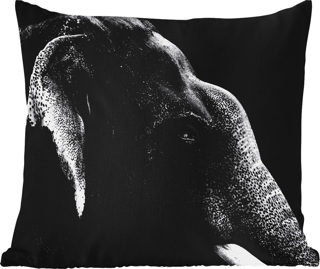 MuchoWow® Outdoor Kissen - Elefant auf schwarzem Produktbild 