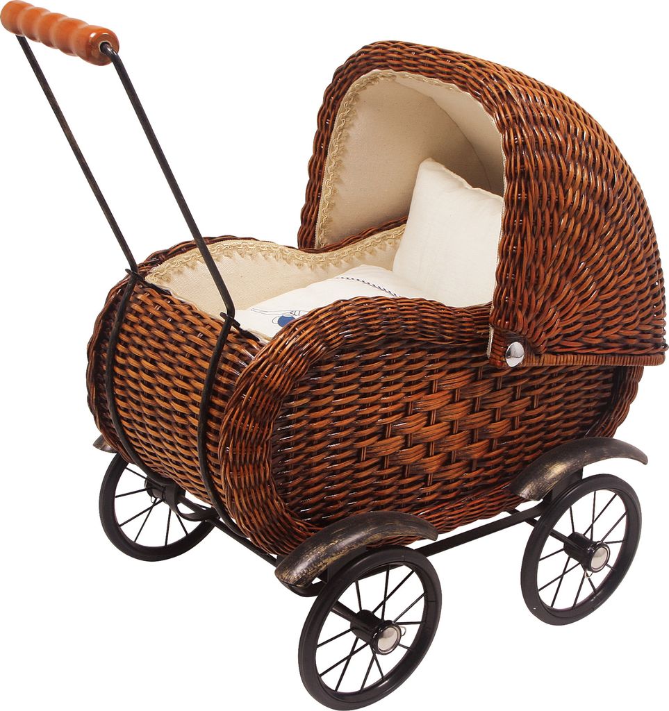 Landau de poupée en osier rétro  ELISABETH 51 x 32 x 52 cm Image du produit 