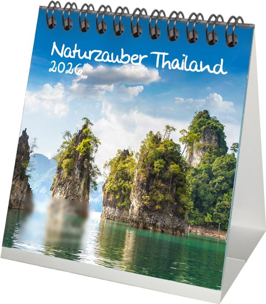 Naturzauber Thailand Tischkalender 10cm x 10cm für 2026 Reise Strand Landschaft Natur - Set: 1x Kalender 1x Weihnachtsanhänger 1x Grußanhänger ...