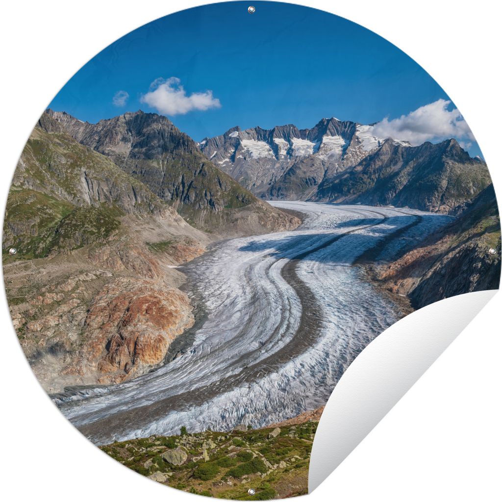 MuchoWow Gartenposter Outdoor-Poster Rund Der Aletschgletscher in den Schweizer Alpen Ø 120 cm Gartendeko Rundes Poster draußen