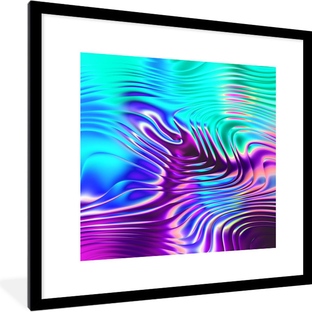 MuchoWow Gerahmtes Poster Kunst - Golf - Psychedelisch 40x40 cm - Poster mit Schwarzem Bilderrahmen Wandposter Rahmen Foto Bilder - Poster - Plak...