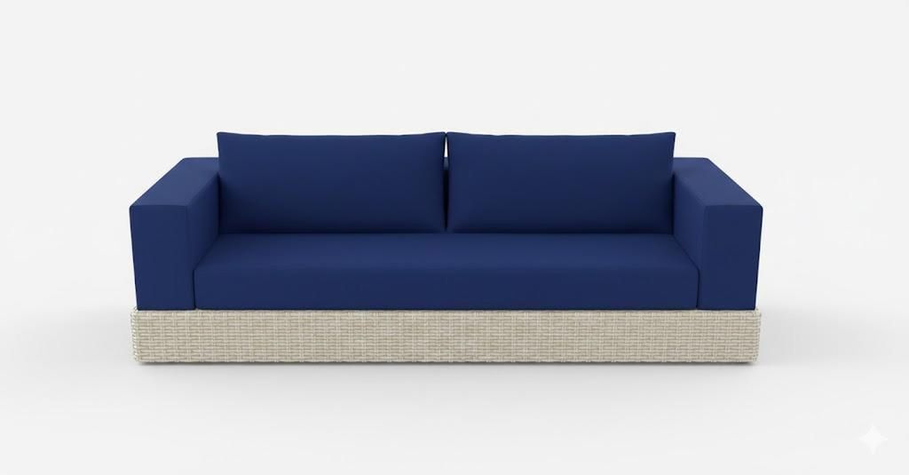 Designer Blaues Sofa-Set Exklusive Polstersofas Edle Sitzsessel 3tlg
