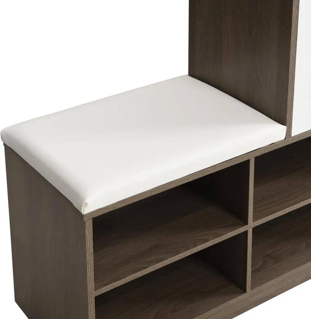 Banc de rangement chaussures 140 cm Blanc - Commode d'entrée Moderne - 15