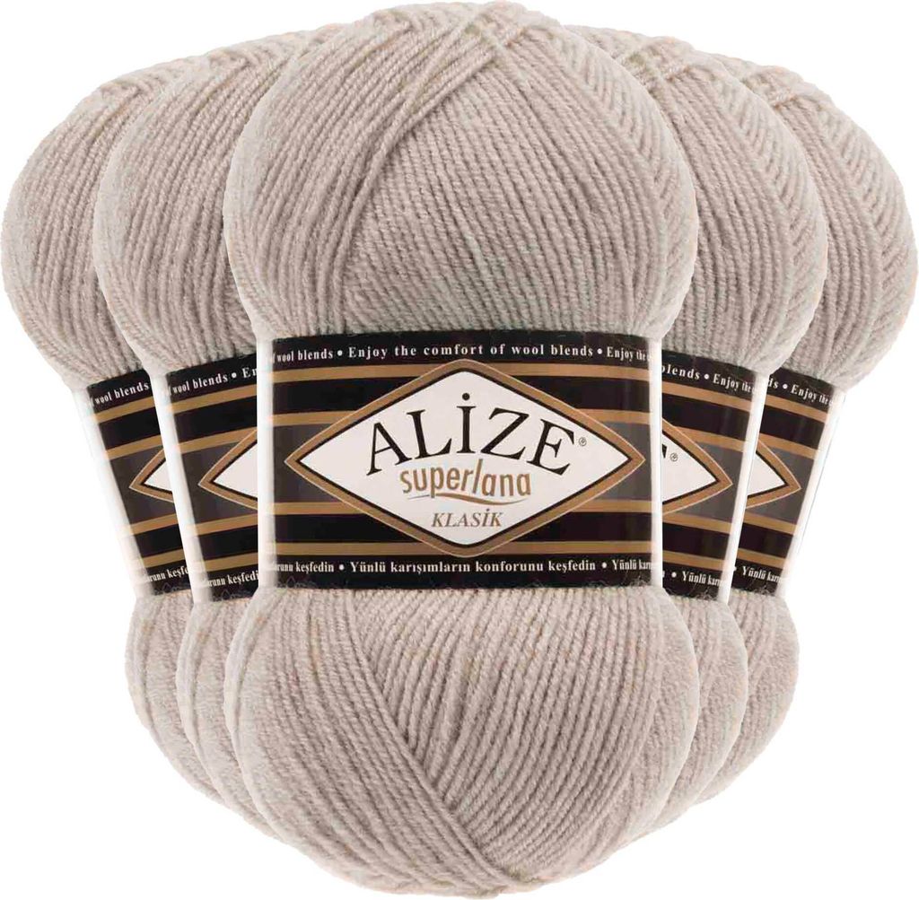 5 x 100g Strickgarn Alize Superlana Klasik 25% Wolle, Farbwahl