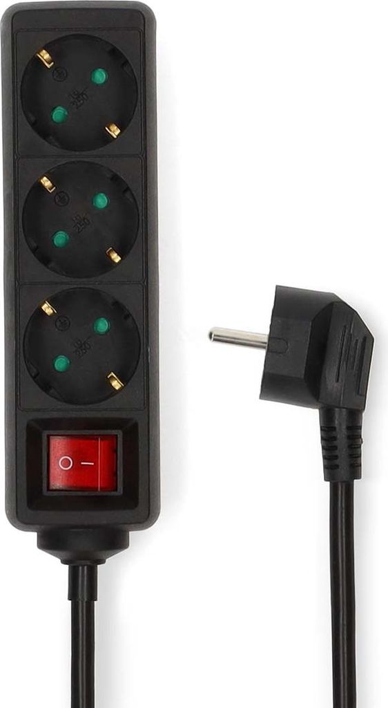 Nedis Steckdosenleiste - Schutzkontakt / Typ F (CEE 7/7) - 3-Wege - 5.00 m - 3680 W - 16 A - Ein-/Ausschalter - Schwarz