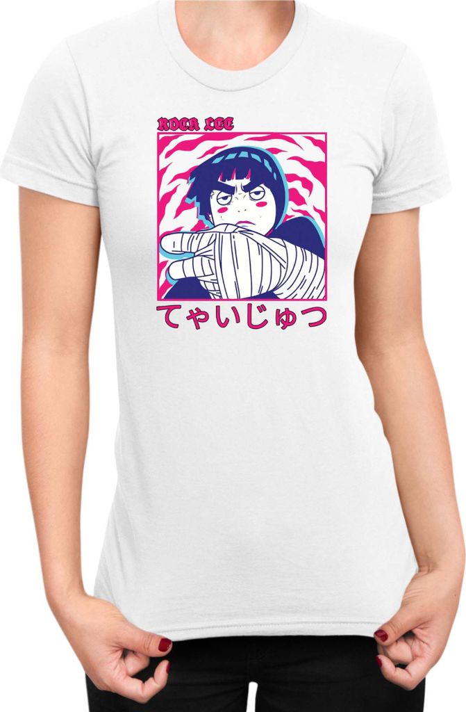 Damen T-Shirt Naruto Rock Lee 02, Lady XL / Weiß