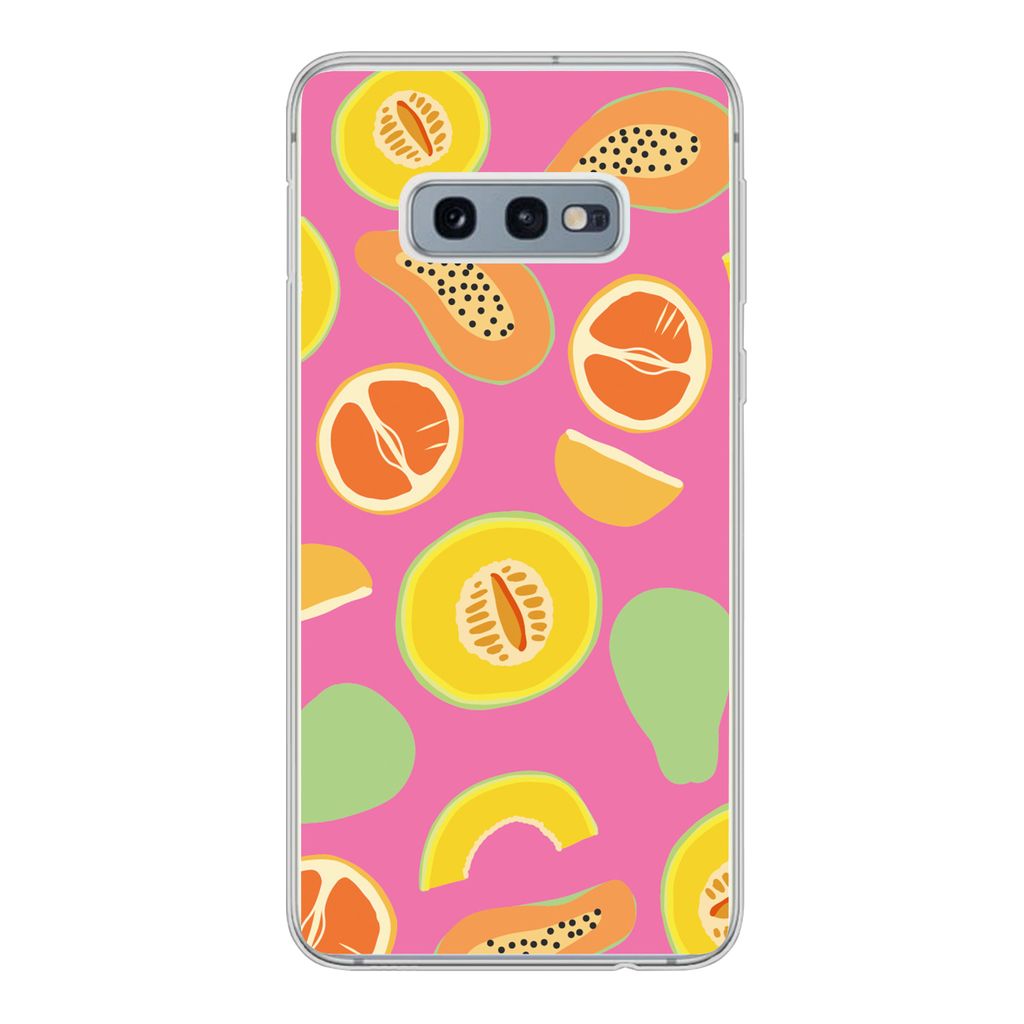 MuchoWow Handyhülle Schutzhülle Hülle für Samsung Galaxy S10e Obst - Muster - Rosa Silikon Softcase Handy Hülle - Handy