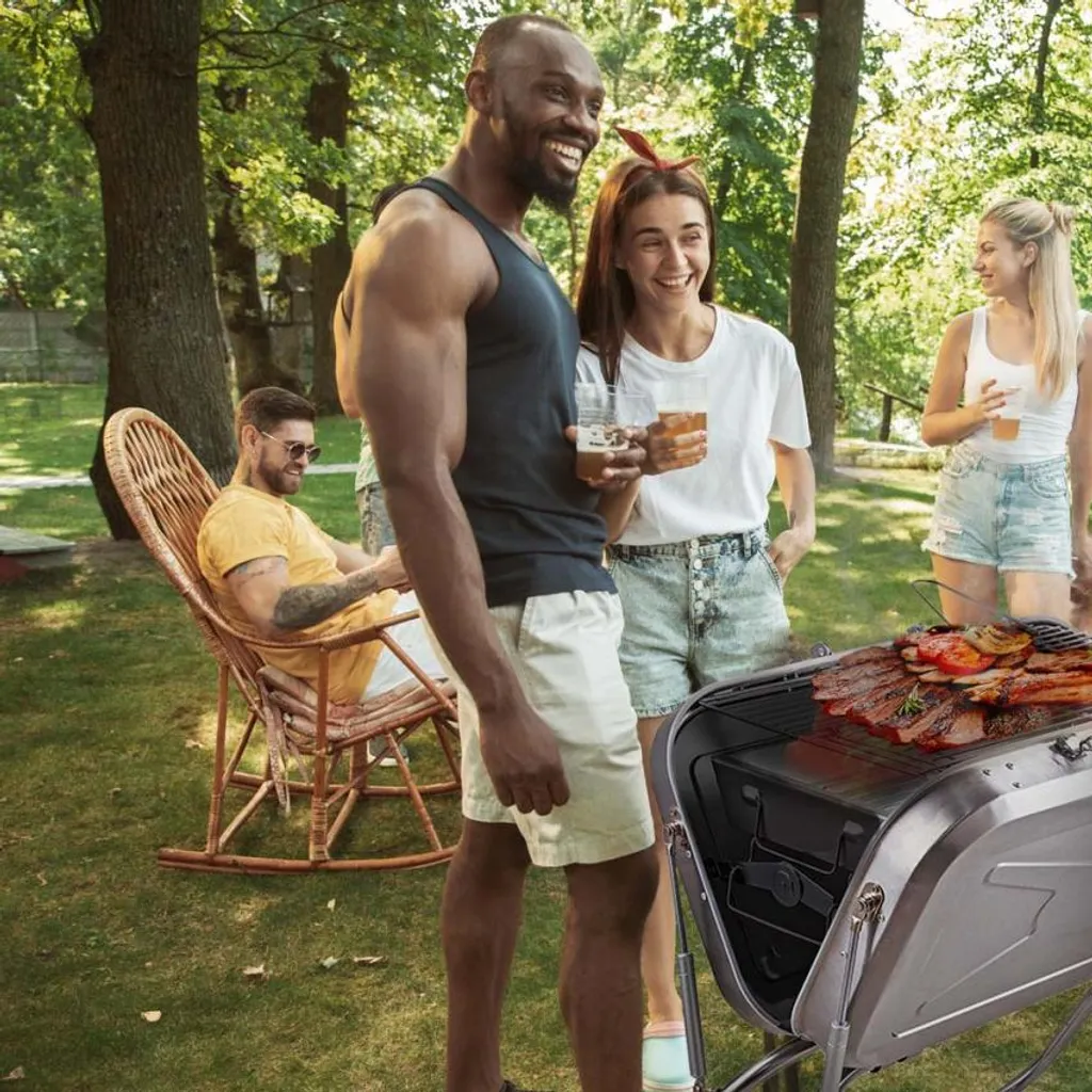 Petit Barbecue Valise Charbon Pliable Portable, Idéal Balcon Beech