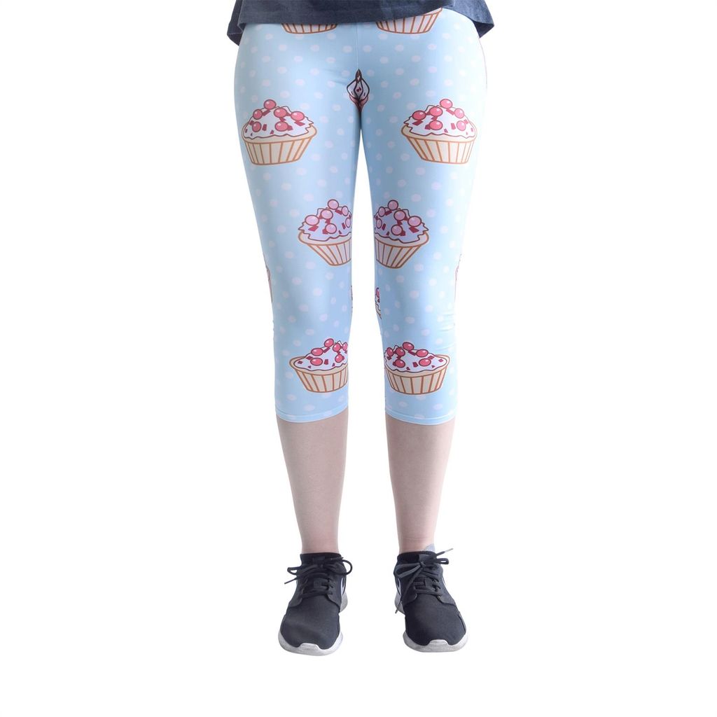 cosey - bedruckte bunte Capri-Leggins (Einheitsgröße) - Design Cupcake