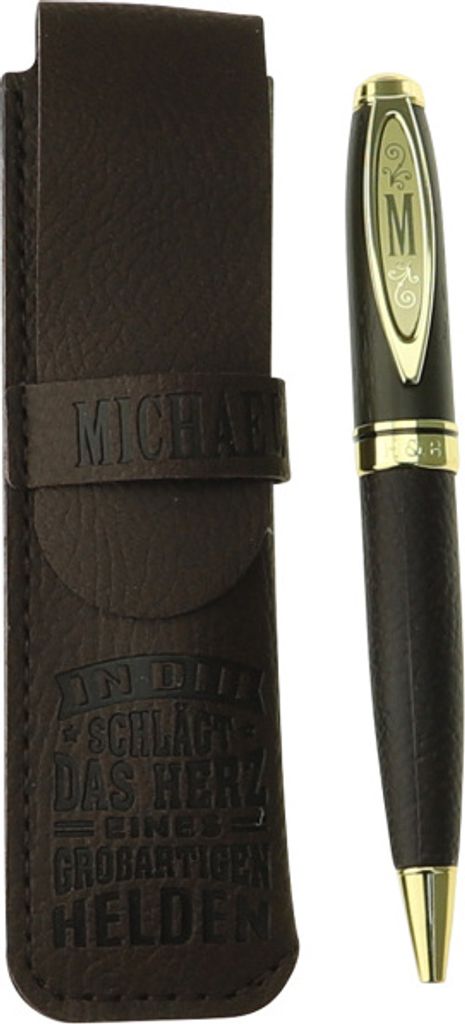 History & Heraldry Bamboo Persönlicher und individueller Kuli Kugelschreiber Stift mit Namen und Spruch Personalisiertes Etui Monogramm-Design per...