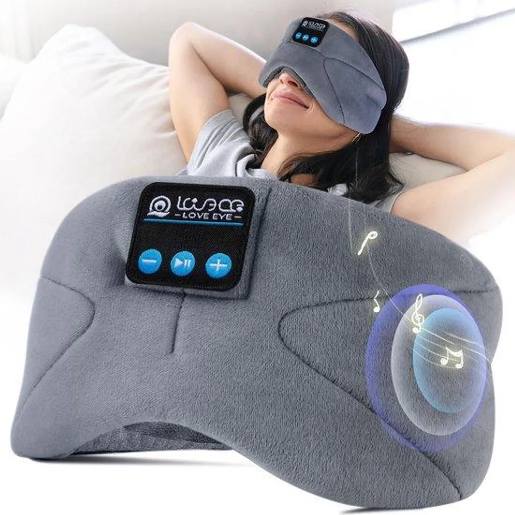 Masque de sommeil Bluetooth 5.2 occultant gris pour voyage et sieste