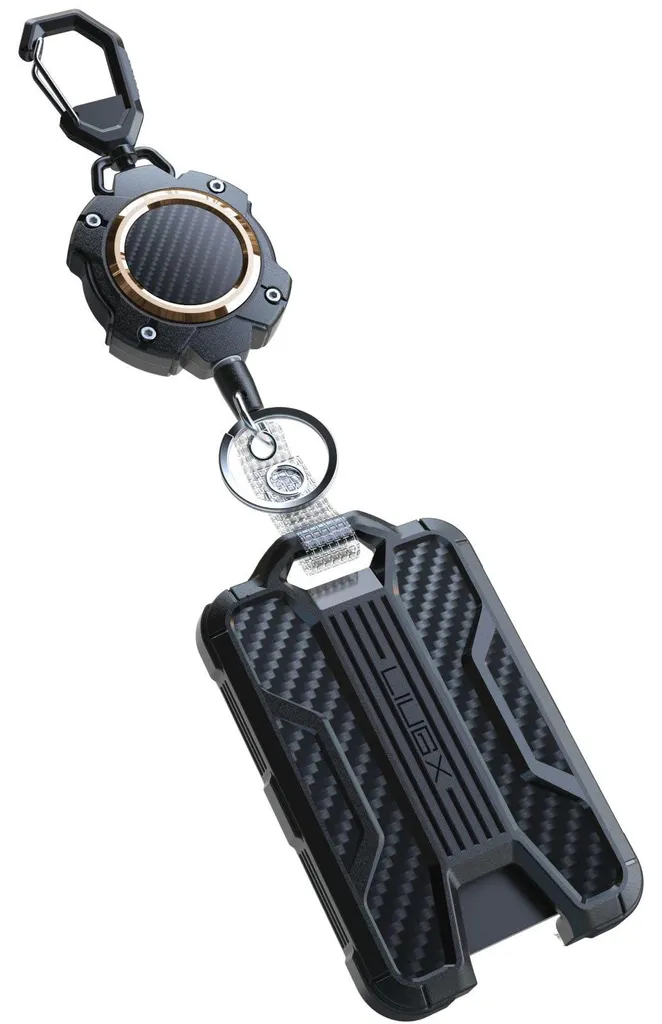 Porte-cartes télescopique robuste avec porte-clés tactique et câble 79cm