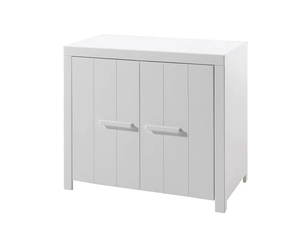 Commode Blanche Erik 2 Portes - Finition Mate et Rangement Modulable