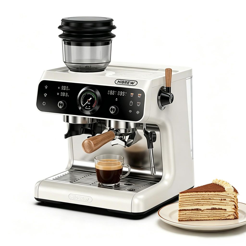 Siebträgermaschine 2-in-1 Siebträgermaschine mit Mahlwerk & Touchscreen 20 Bar Edelstahlfilter Dual-Heizsystem für gleichzeitiges Brühen/Schäumen