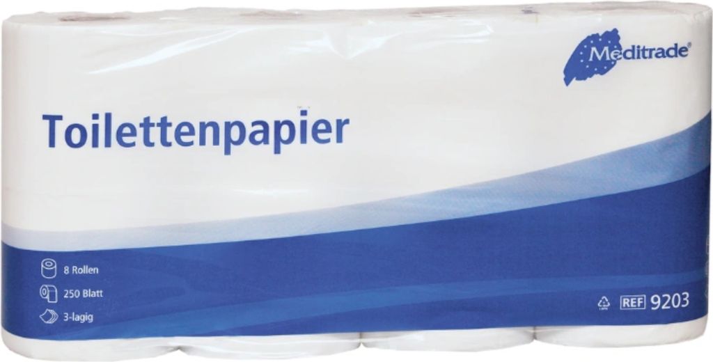 Meditrade Toilettenpapier 3-lagig, 8 Rollen