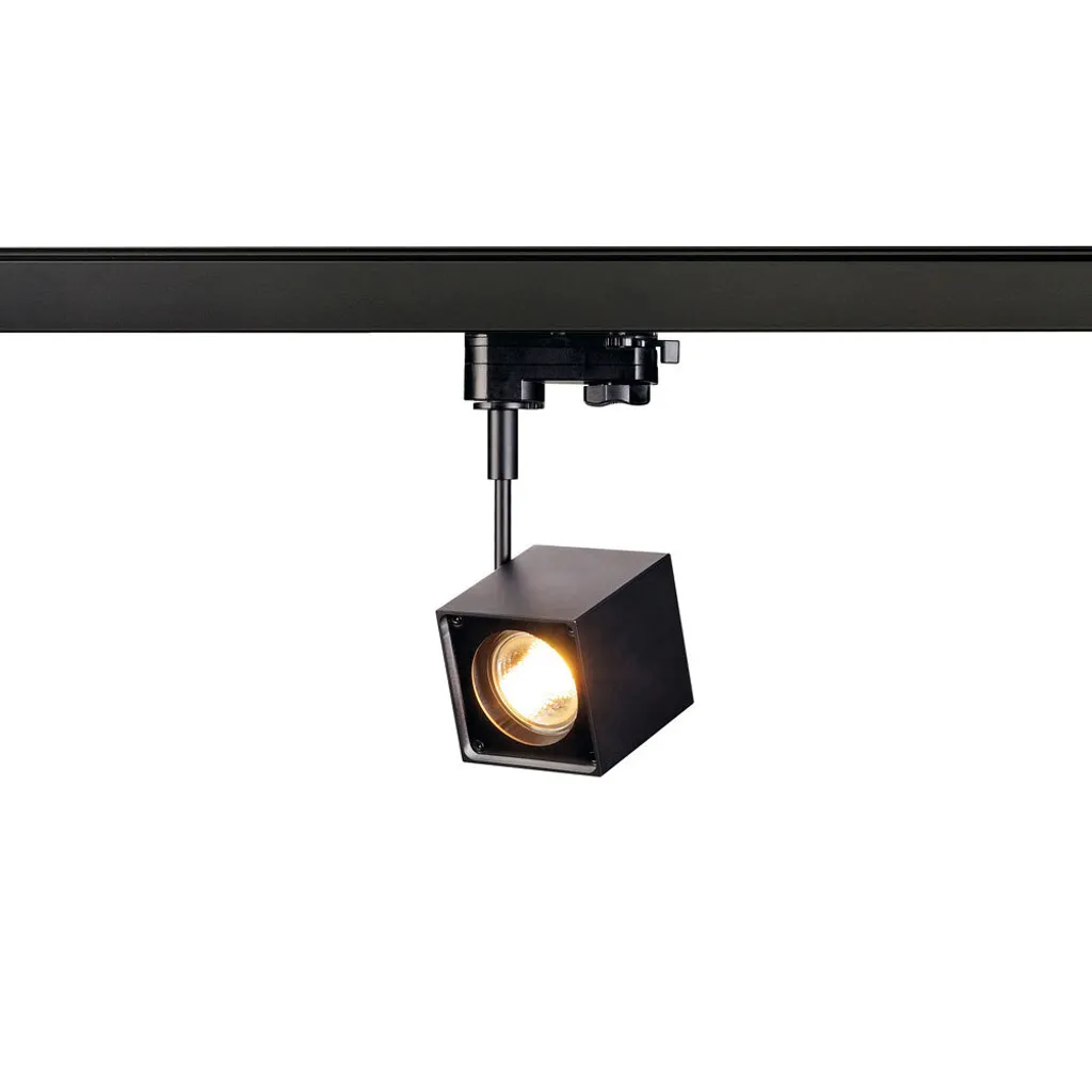 Spot sur Rail Triphasé ALTRA DICE SLV Carré Noir pour Ampoule GU10 50W