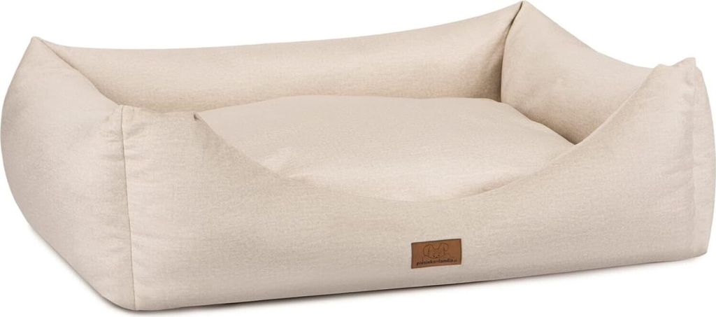 Oaza Velvet Hundebett mit Rand, Haustierbett, Bett, Bodenbett, Hundekissen, Hundesofa, Katzenbett, Hundekörbchen, Hundecouch, L (80x60, Cremig)