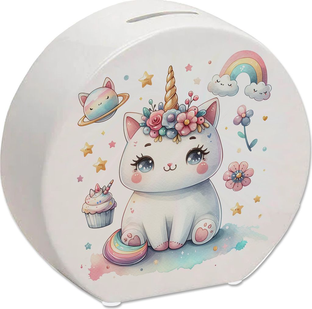 Einhorn-Katze Aquarell Spardose