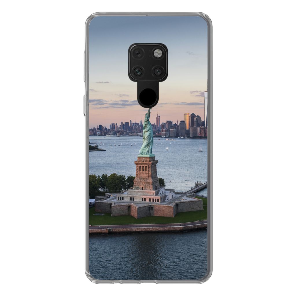 MuchoWow Handyhülle Schutzhülle Hülle für Huawei P40 Lite New York - Freiheitsstatue - Skyline Silikon Softcase Handy Hülle - Handy
