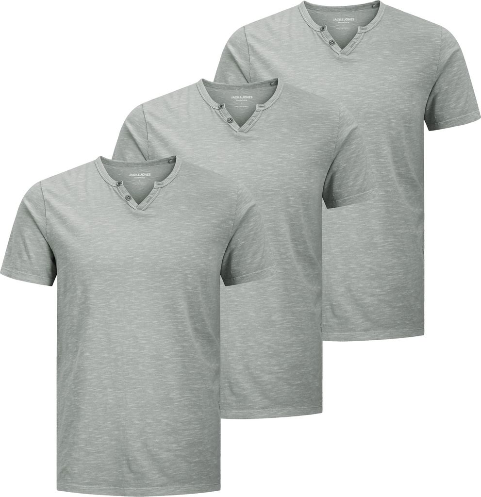 3er Pack JACK & JONES Herren T-Shirts JJESPLIT Neck Tee SS