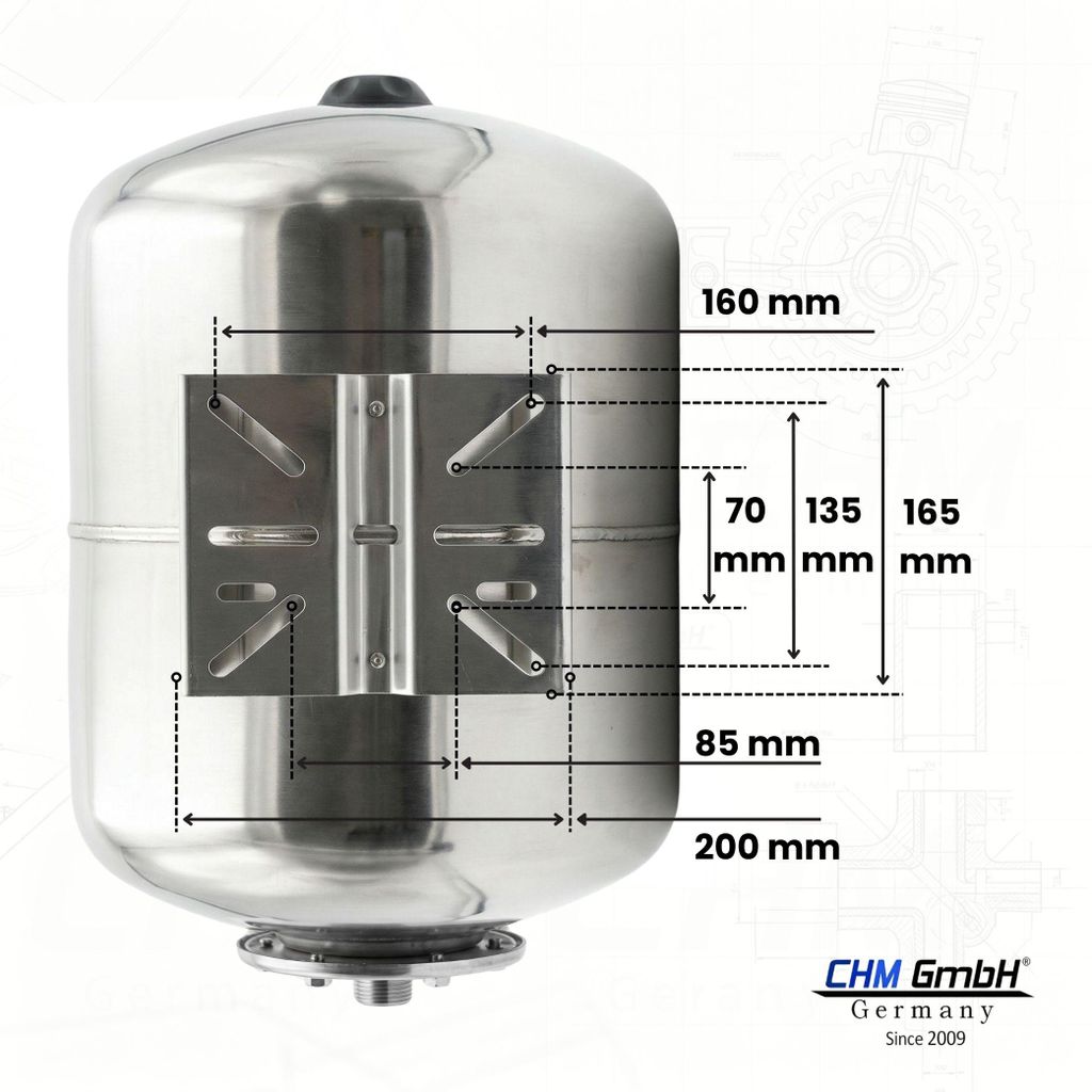 CHM GmbH® 100 L Membrankessel Edelstahltank, Druckbehälter, Produktbild 