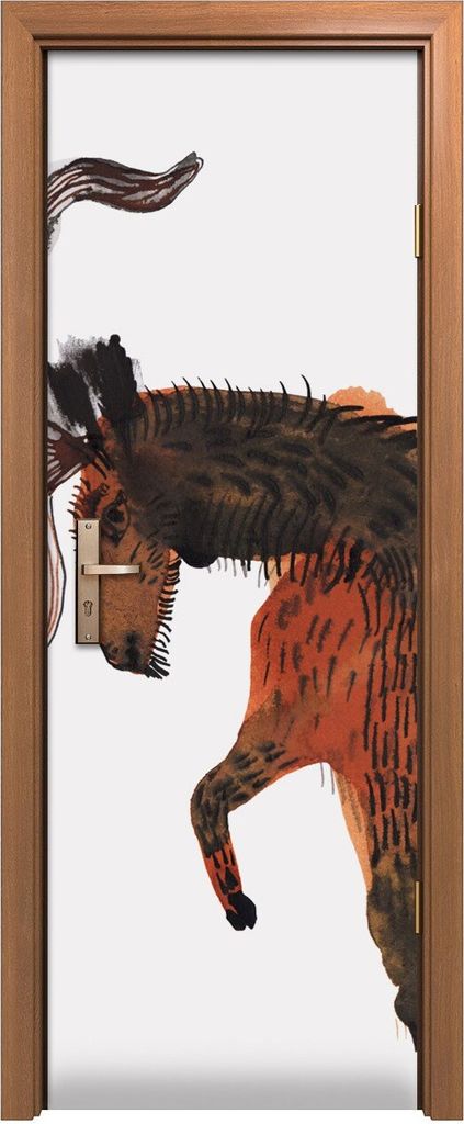 Türposter 70x200 cm Türaufkleber Türtapete Türfolie Klebefolie Großes Geweih Hirsch Aquarellfarbe