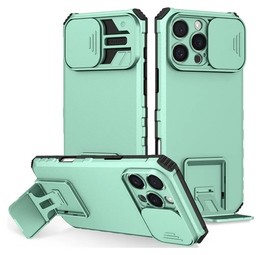 Custodia iPhone 16 Pro Rugged Verde Chiaro Protezione Militare con Supporto
