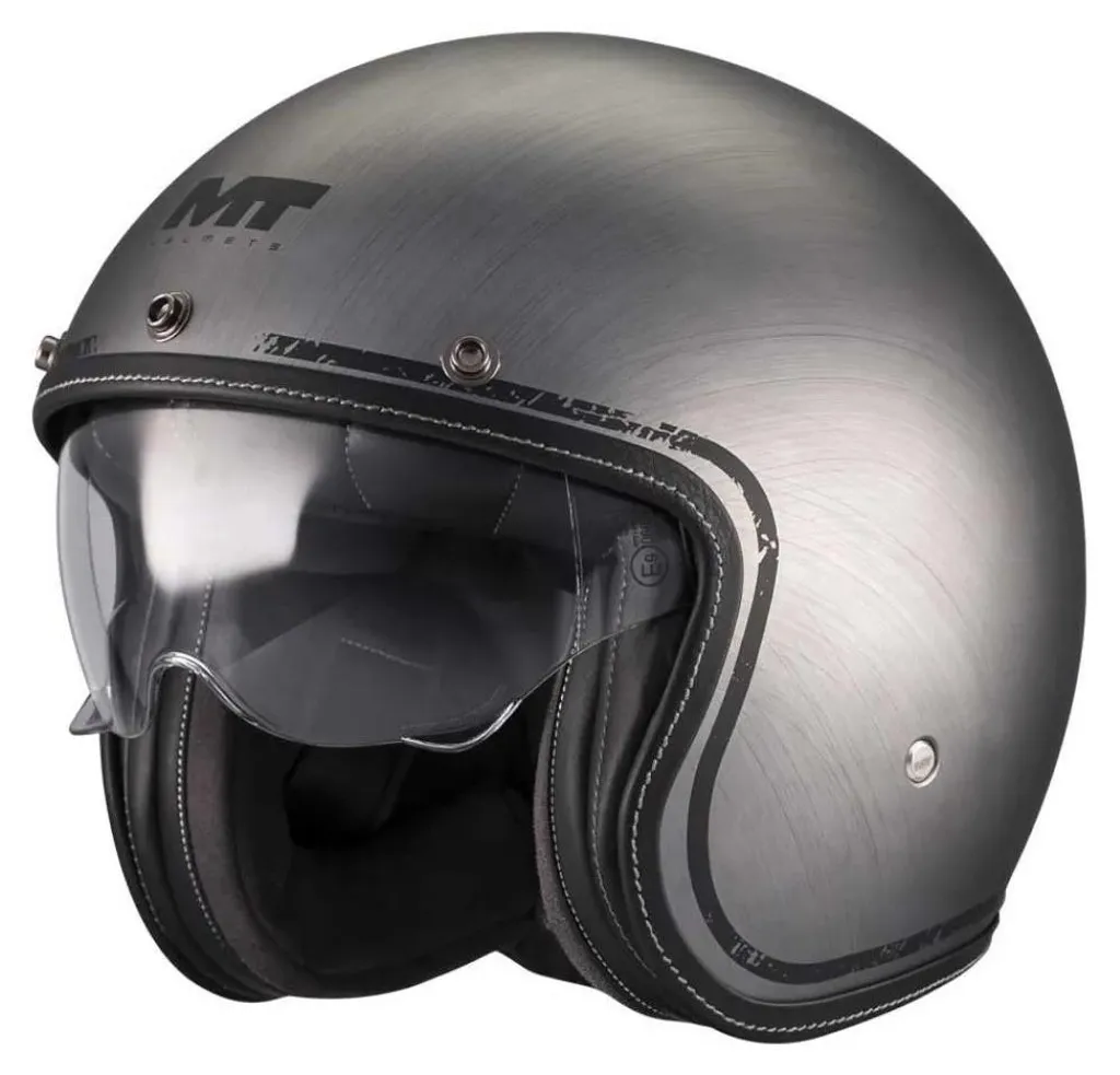 Casque Jet MT Helmets Le Mans 2 SV S Brossé Gris Argent en Taille XL